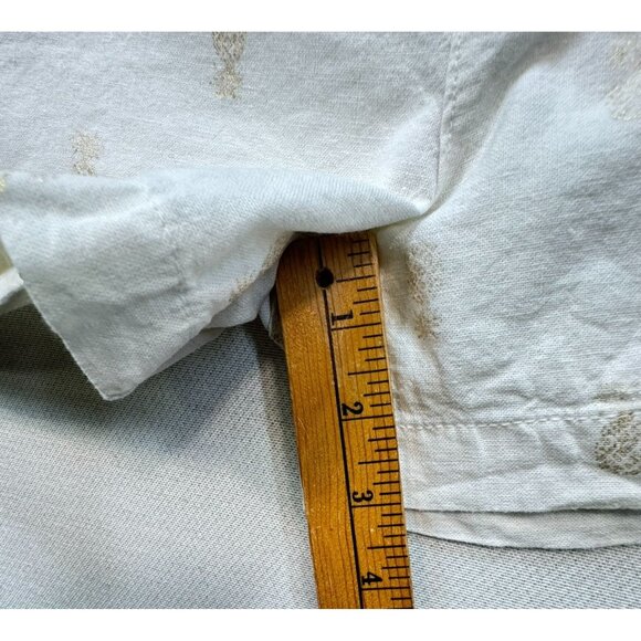 Old Navy Womens Pineapple Print Linen Blend Shorts Size 6 White & Gold - Picture 7 of 9